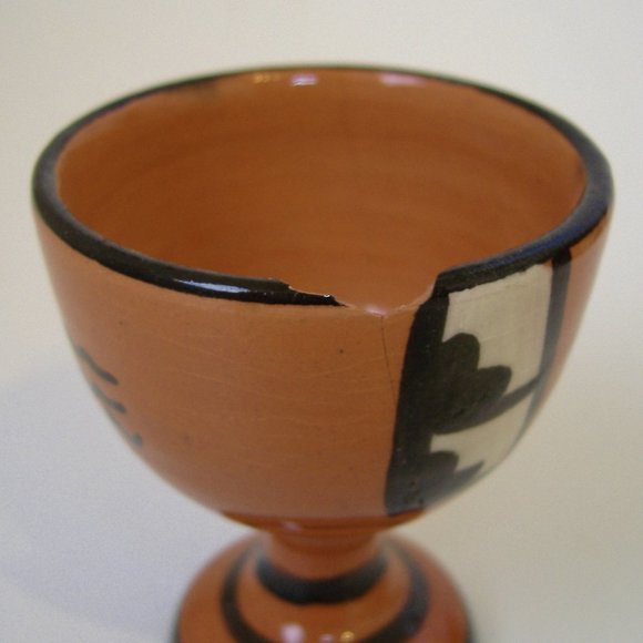 Egg Cups Peru Set of 6 Vintage Clay Pottery Brown Fish Llama Aztec Collectible - Picture 11 of 13